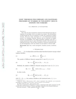 Limit theorems for forward and backward processes of numbers of
  non-empty urns in infinite urn schemes