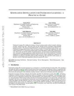 Knowledge Distillation for Federated Learning: a Practical Guide