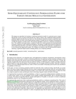 Semi-Equivariant Continuous Normalizing Flows for Target-Aware Molecule
  Generation
