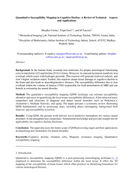 Quantitative Susceptibility Mapping in Cognitive Decline: A Review of
  Technical Aspects and Applications