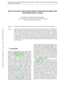 Deep W-Networks: Solving Multi-Objective Optimisation Problems With Deep
  Reinforcement Learning