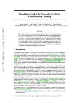 Foundation Models for Semantic Novelty in Reinforcement Learning