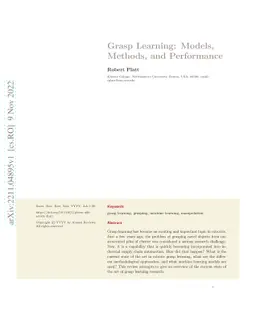 Grasp Learning: Models, Methods, and Performance