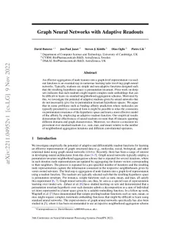 Graph Neural Networks with Adaptive Readouts