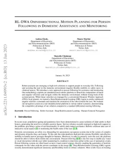 RL-DWA Omnidirectional Motion Planning for Person Following in Domestic
  Assistance and Monitoring