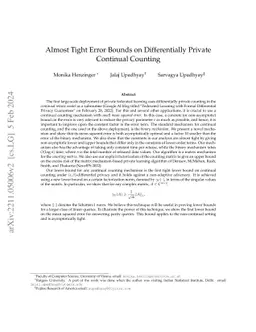 Almost Tight Error Bounds on Differentially Private Continual Counting