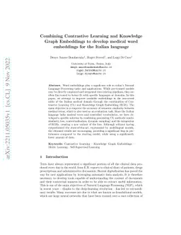 Combining Contrastive Learning and Knowledge Graph Embeddings to develop
  medical word embeddings for the Italian language