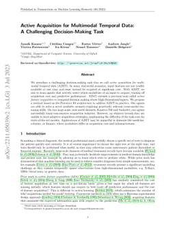 Active Acquisition for Multimodal Temporal Data: A Challenging
  Decision-Making Task