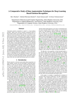 A Comparative Study of Data Augmentation Techniques for Deep Learning
  Based Emotion Recognition