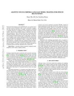 Adaptive Multi-Corpora Language Model Training for Speech Recognition