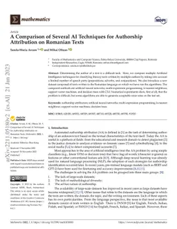 A comparison of several AI techniques for authorship attribution on
  Romanian texts
