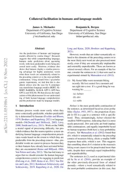 Collateral facilitation in humans and language models