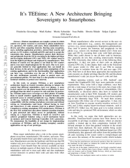 It's TEEtime: A New Architecture Bringing Sovereignty to Smartphones