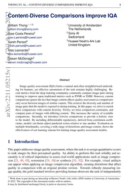 Content-Diverse Comparisons improve IQA
