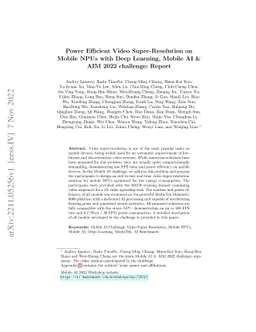 Power Efficient Video Super-Resolution on Mobile NPUs with Deep
  Learning, Mobile AI & AIM 2022 challenge: Report