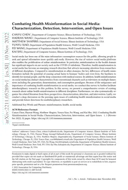 Combating Health Misinformation in Social Media: Characterization,
  Detection, Intervention, and Open Issues