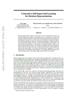 Contrastive Self-Supervised Learning for Skeleton Representations