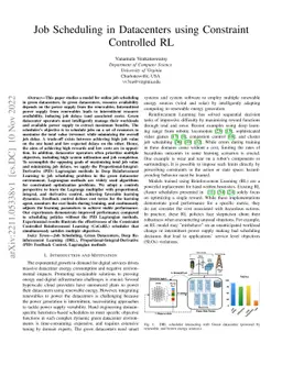 Job Scheduling in Datacenters using Constraint Controlled RL
