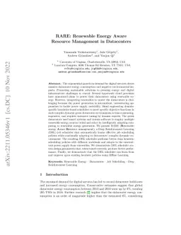 RARE: Renewable Energy Aware Resource Management in Datacenters