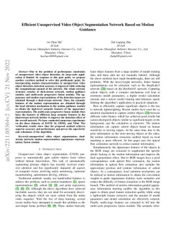 Efficient Unsupervised Video Object Segmentation Network Based on Motion
  Guidance