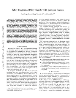 Safety-Constrained Policy Transfer with Successor Features