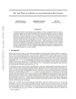 On the Privacy Risks of Algorithmic Recourse