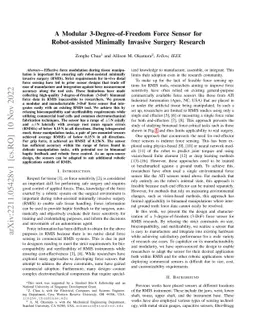 A Modular 3-Degree-of-Freedom Force Sensor for Robot-assisted Minimally
  Invasive Surgery Research