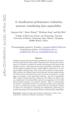 A classification performance evaluation measure considering data
  separability
