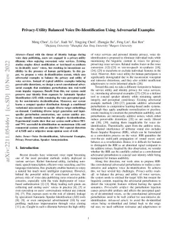 Privacy-Utility Balanced Voice De-Identification Using Adversarial
  Examples