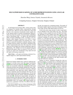 Self-supervised learning of audio representations using angular
  contrastive loss