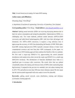 A noise based novel strategy for faster SNN training