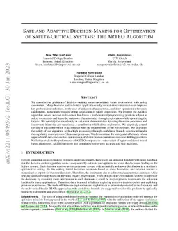 Safe and Adaptive Decision-Making for Optimization of Safety-Critical
  Systems: The ARTEO Algorithm