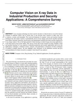 Computer Vision on X-ray Data in Industrial Production and Security
  Applications: A Comprehensive Survey