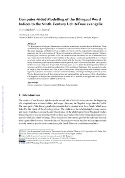 Computer-Aided Modelling of the Bilingual Word Indices to the
  Ninth-Century Uchitelñoe evangelie