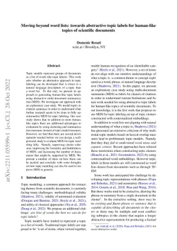 Moving beyond word lists: towards abstractive topic labels for
  human-like topics of scientific documents