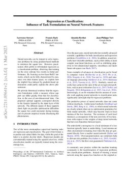 Regression as Classification: Influence of Task Formulation on Neural
  Network Features