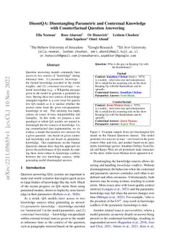 DisentQA: Disentangling Parametric and Contextual Knowledge with
  Counterfactual Question Answering