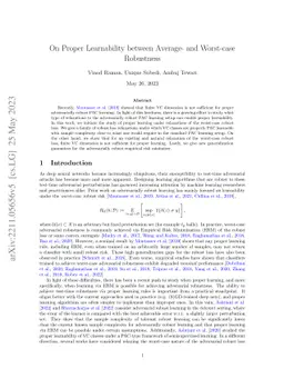 On Proper Learnability between Average- and Worst-case Robustness