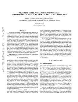 Massively Multilingual ASR on 70 Languages: Tokenization, Architecture,
  and Generalization Capabilities