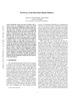 No Privacy in the Electronics Repair Industry