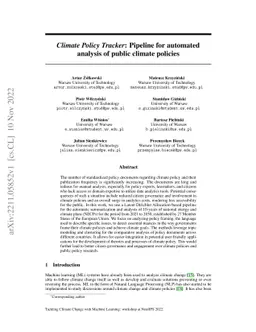 Climate Policy Tracker: Pipeline for automated analysis of public
  climate policies