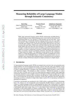 Measuring Reliability of Large Language Models through Semantic
  Consistency