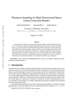 Thompson Sampling for High-Dimensional Sparse Linear Contextual Bandits