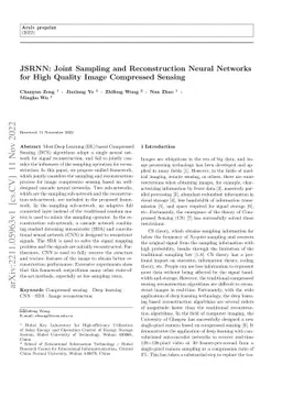 JSRNN: Joint Sampling and Reconstruction Neural Networks for High
  Quality Image Compressed Sensing