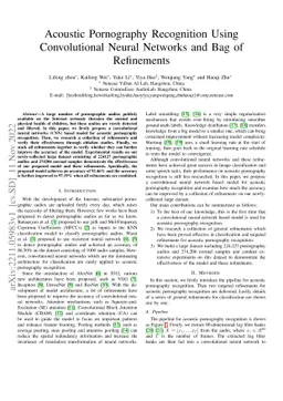 Acoustic Pornography Recognition Using Convolutional Neural Networks and
  Bag of Refinements