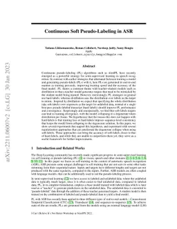 Continuous Soft Pseudo-Labeling in ASR