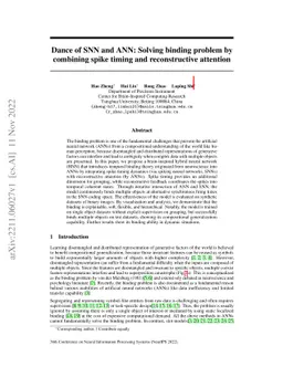 Dance of SNN and ANN: Solving binding problem by combining spike timing
  and reconstructive attention