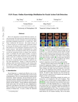 FAN-Trans: Online Knowledge Distillation for Facial Action Unit
  Detection