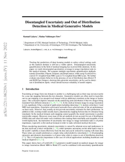 Disentangled Uncertainty and Out of Distribution Detection in Medical
  Generative Models