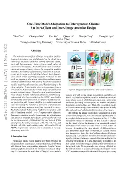 One-Time Model Adaptation to Heterogeneous Clients: An Intra-Client and
  Inter-Image Attention Design